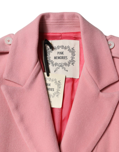Pink Wool Double Breasted Blazer Coat Jacket