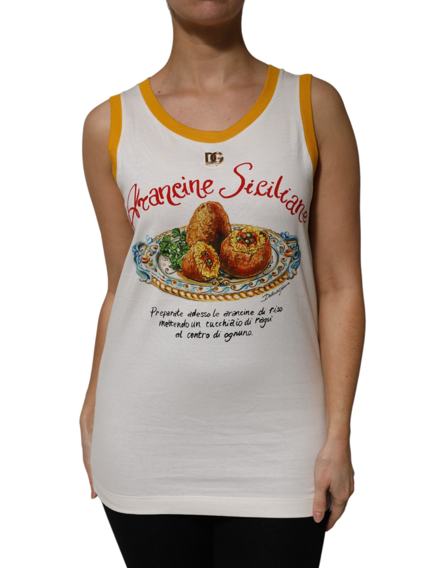 White Araneine Siciliane Sleeveless Tank Top