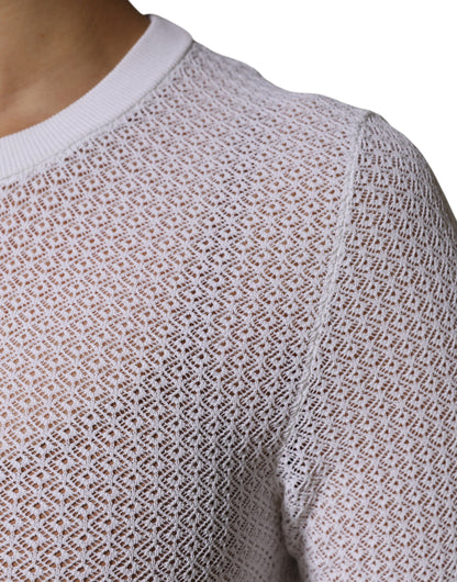 White Round Neck Long Sleeves Pullover Top