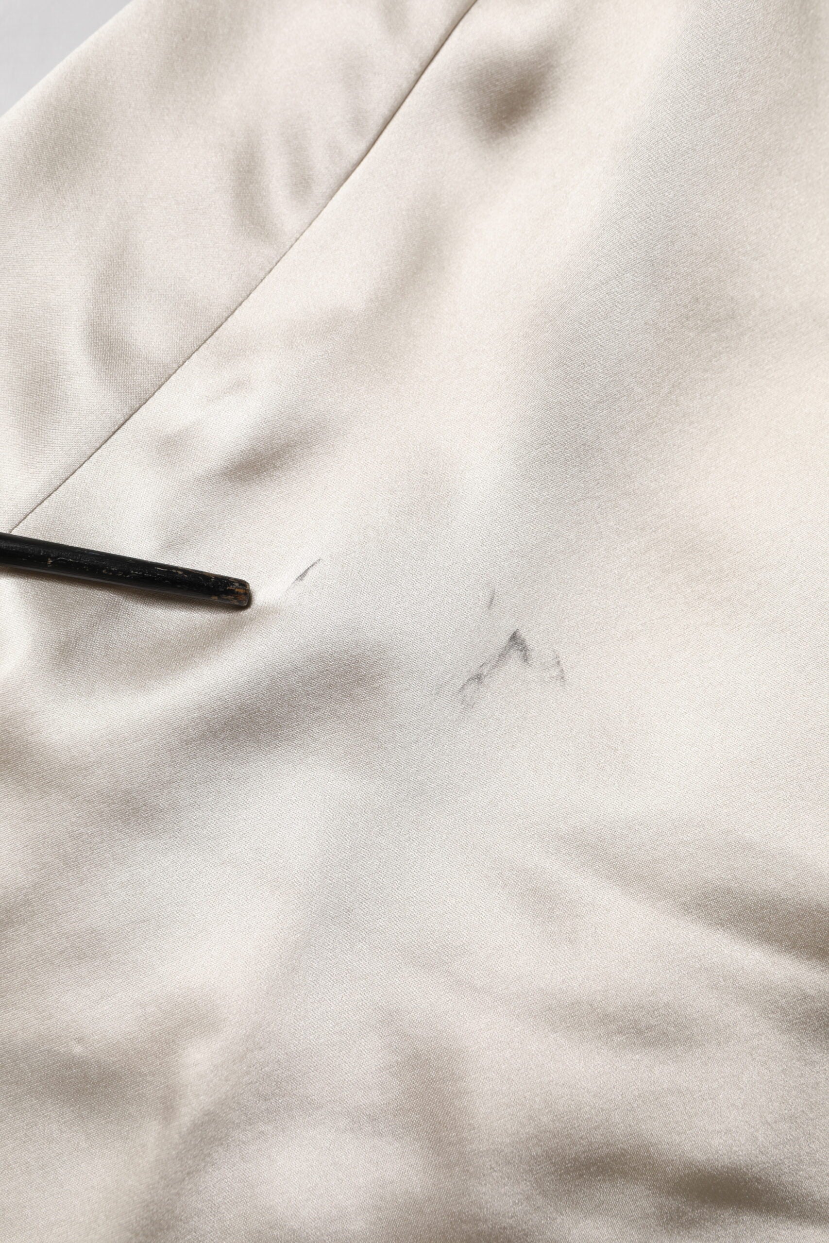 Beige Satin Silk Collared Long Sleeves Top