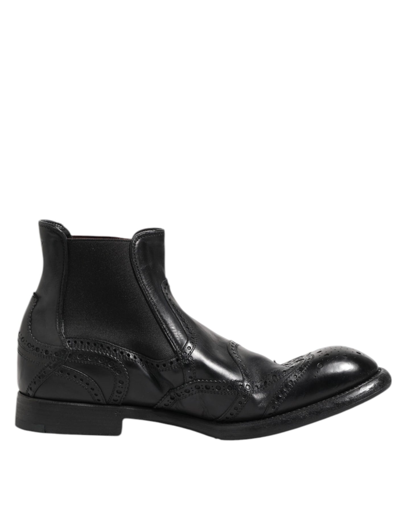 Black Leather Ankle Boots Slip On Shoes