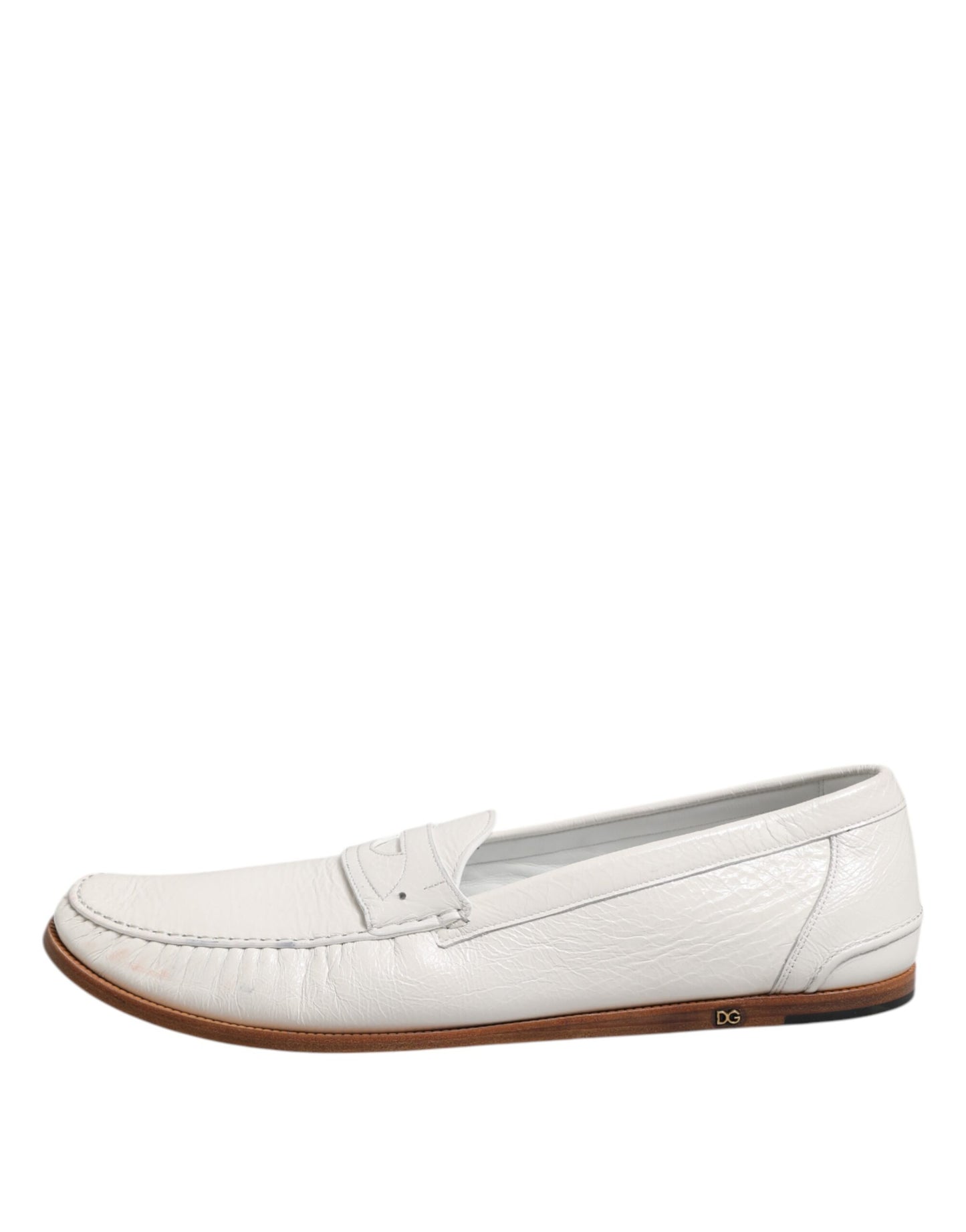 White Leather Loafers Moccasins Slip On Shoes