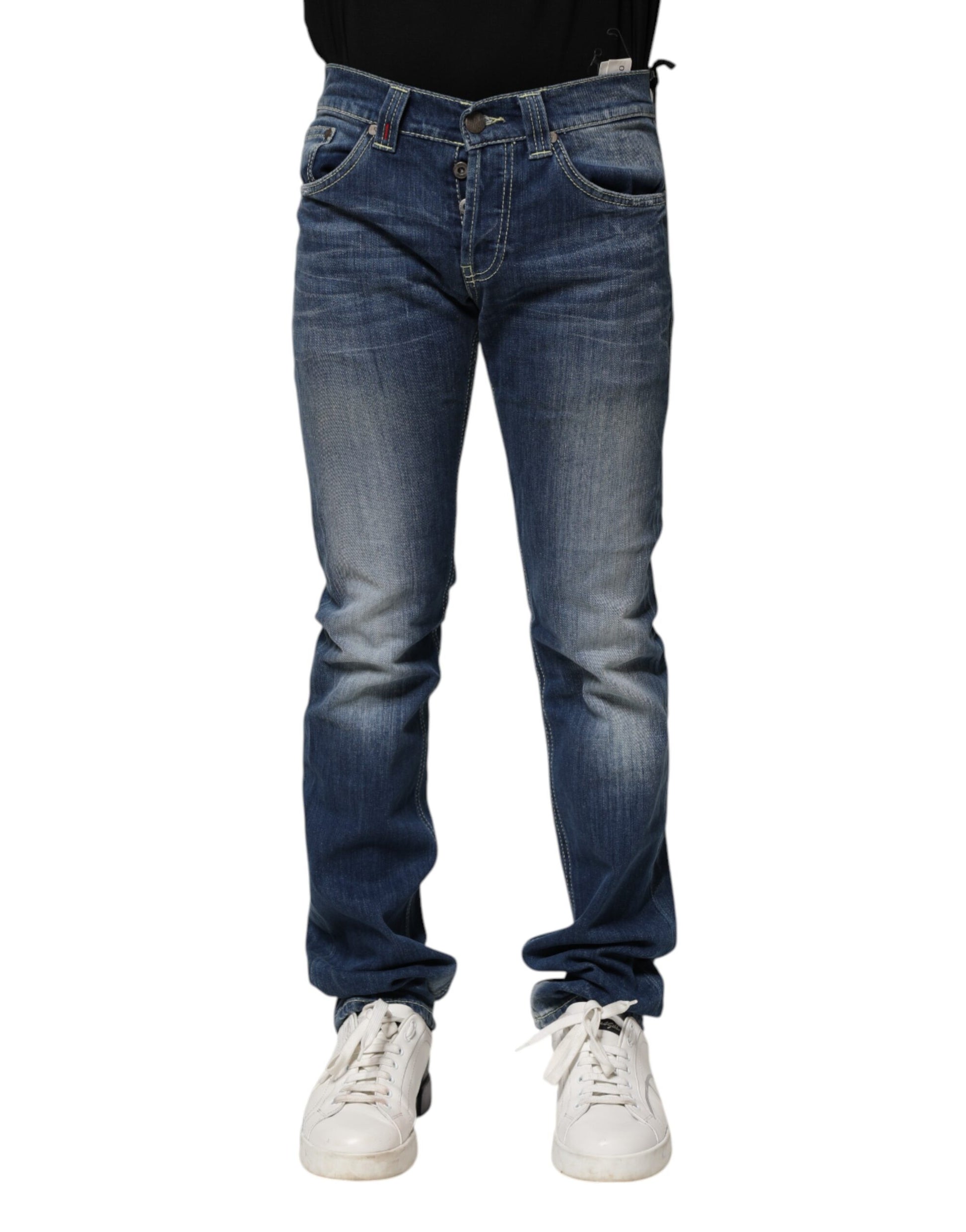 Blue Washed Skinny Fit Casual Men Denim Jeans