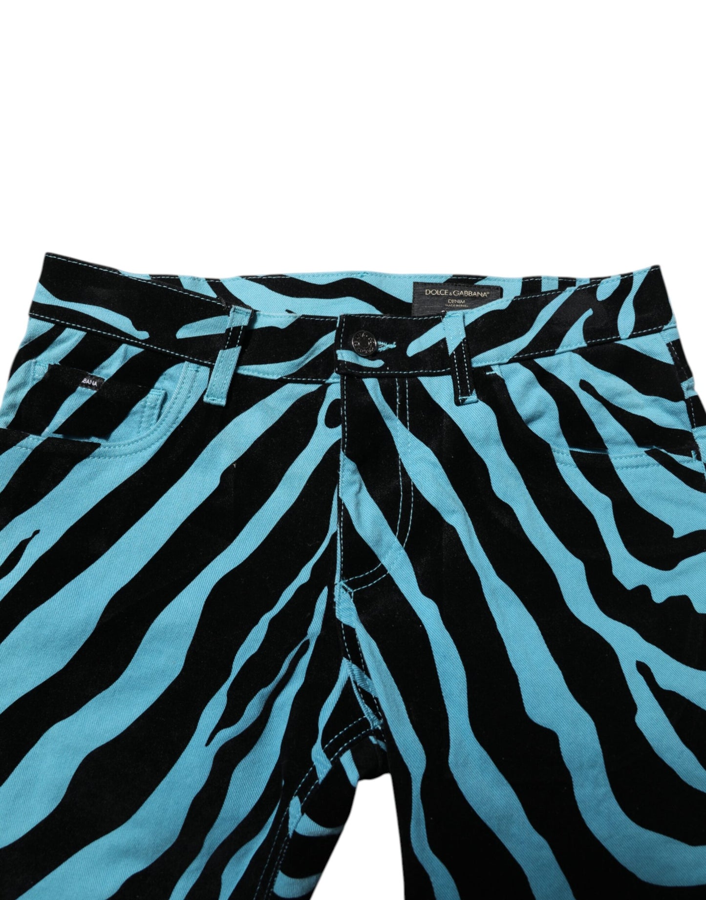 Blue Black Stripes Skinny Denim Jeans