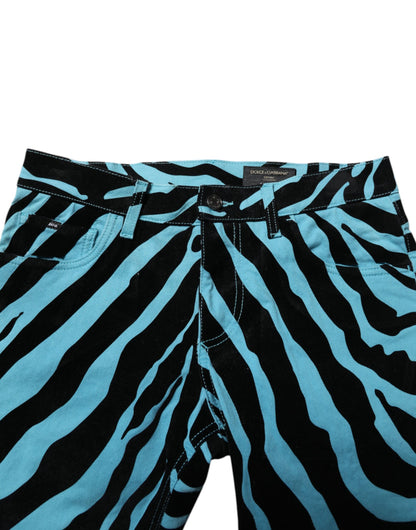 Blue Black Stripes Skinny Denim Jeans