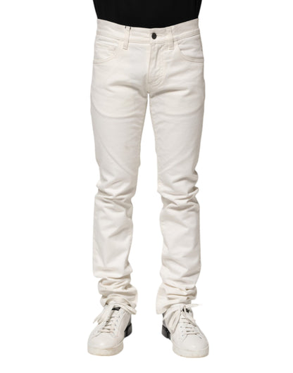 White Cotton Skinny Men Denim Jeans