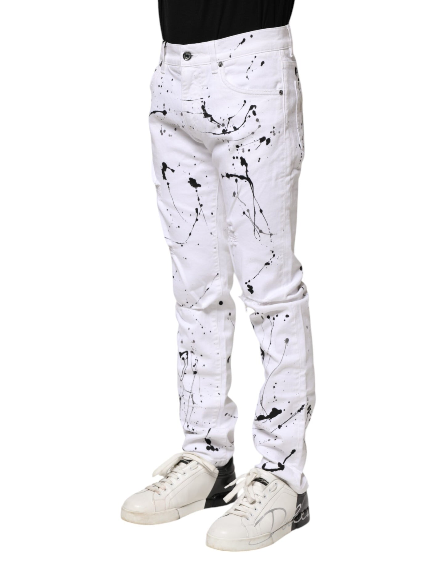 White ColorSplash Skinny Denim Jeans