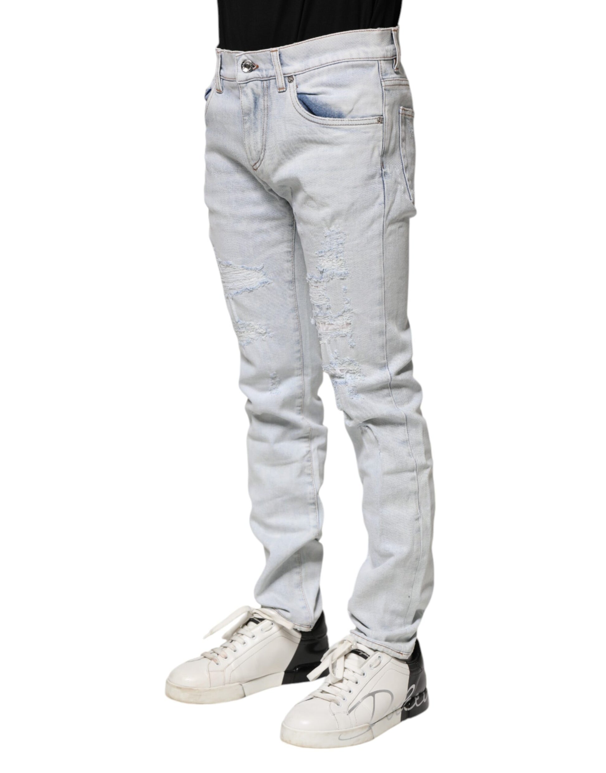 Light Blue Tattered Skinny Denim Jeans