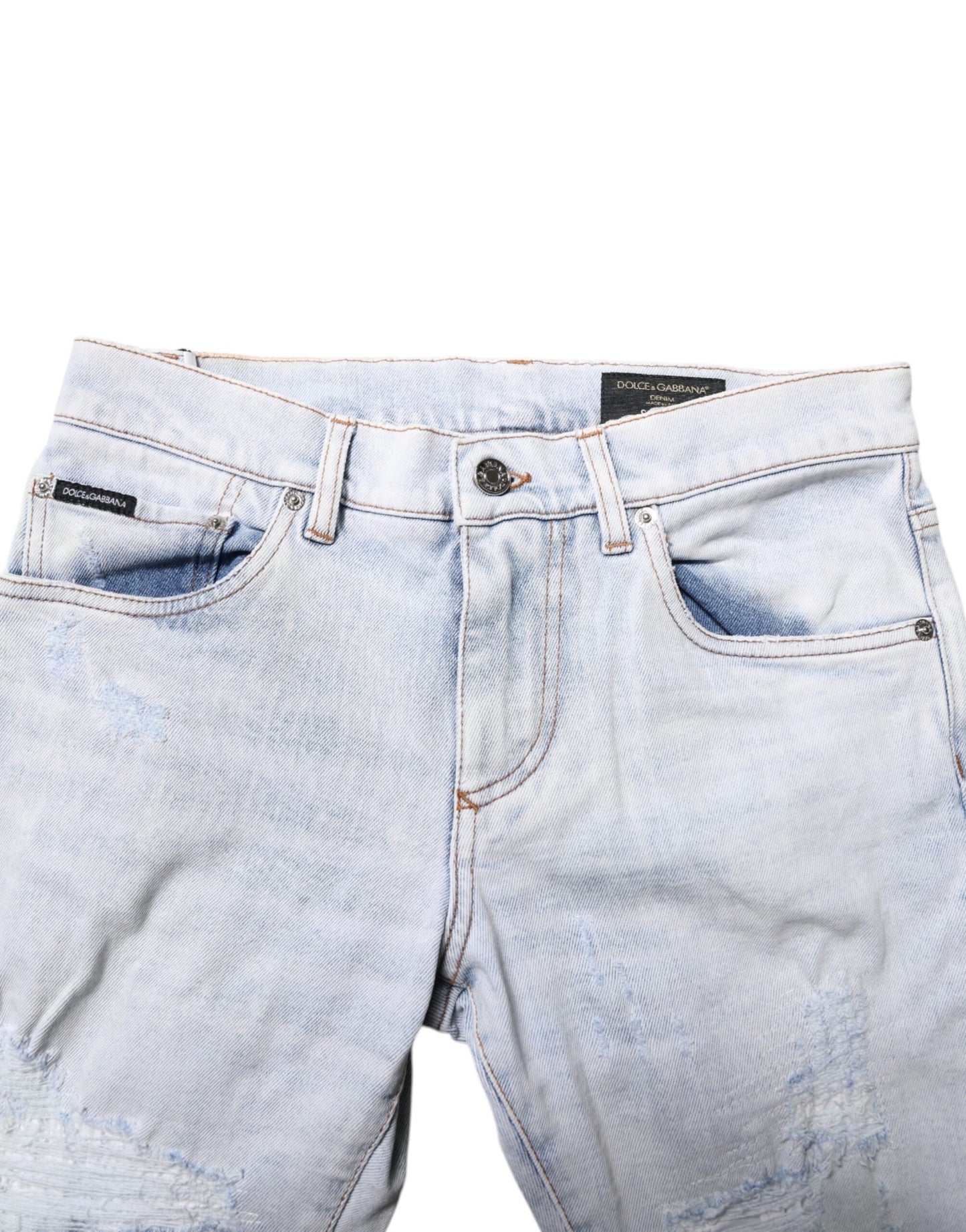 Light Blue Tattered Skinny Denim Jeans