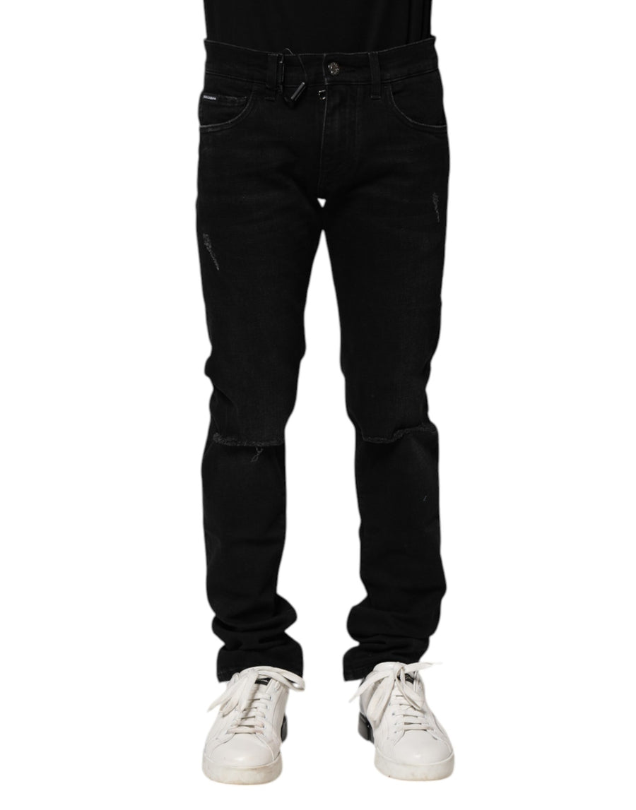 Black Cotton Skinny Men Denim Jeans