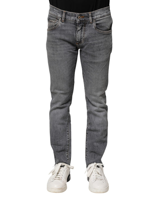 Gray Cotton Skinny Men Denim Jeans