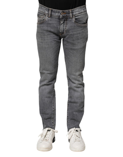 Gray Cotton Skinny Men Denim Jeans
