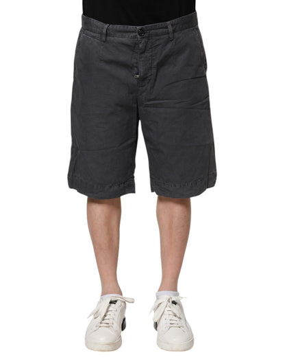 Dark Gray Cotton Stretch Denim Bermuda Shorts