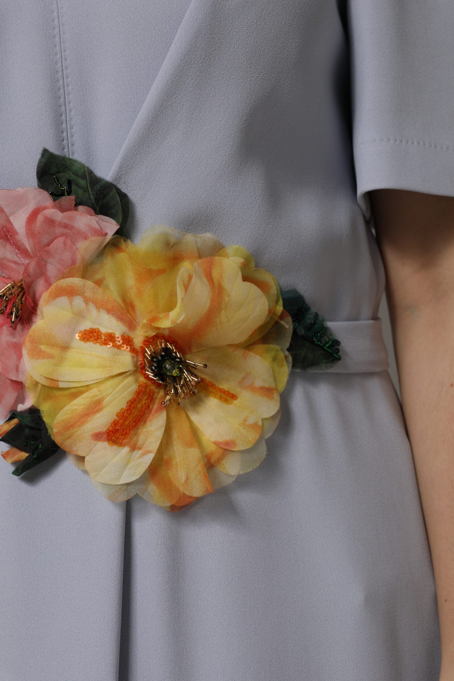 Gray Viscose ShortSleeve Sheath Midi Dress