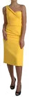Yellow One Shoulder Slit Sheath Midi Dress
