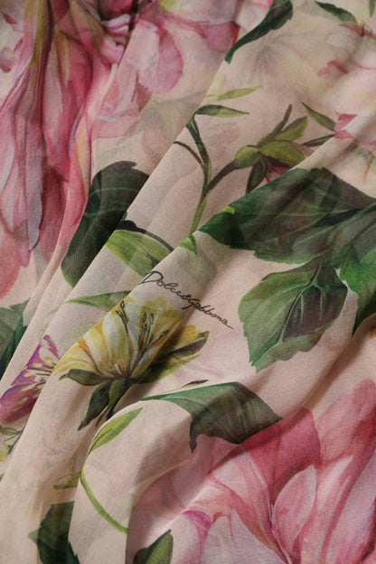 Pink Floral Print Tiered Long Maxi Dress