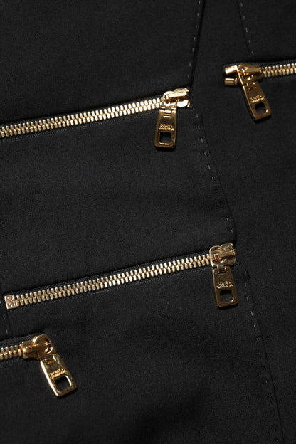 Black Wool Zipper Detailing Blazer Jacket