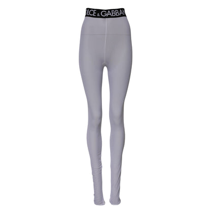 Gray Nylon DG Logo Mid Waisted Leggings Pants