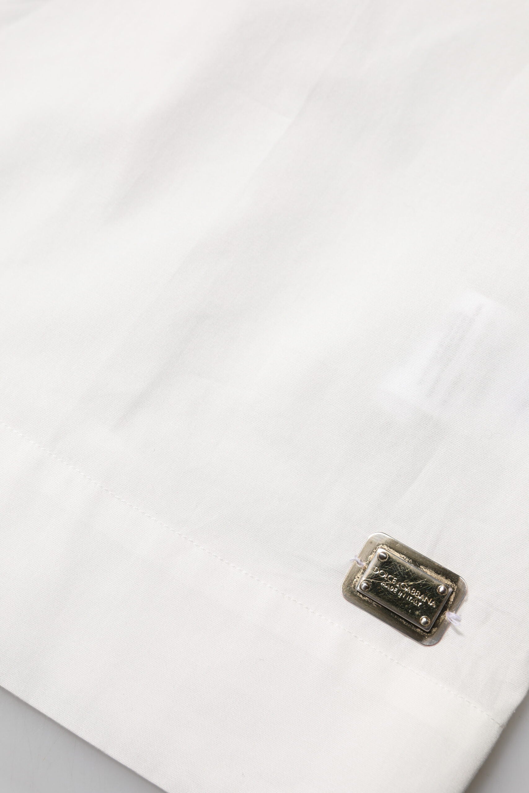 White Cotton Short Sleeves Collared Top Shirt