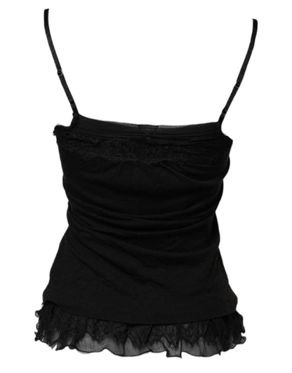 Black Wool Sleeveless Square Neck Tank Top