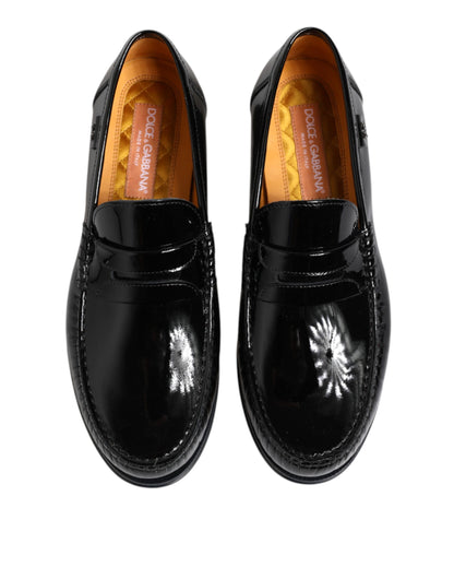 Black Leather Slip On Loafers Dress Shoes