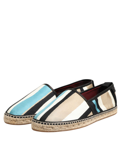 Multicolor Stripes Canvas Flat Espadrille Shoes
