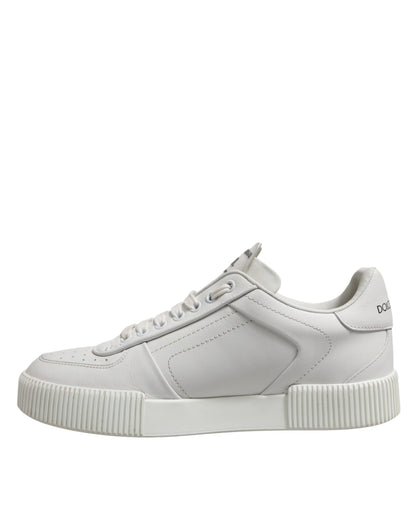 White Miami Leather Low Top Men Sneakers Shoes