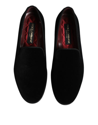 Black Velvet Slip On Loafers Formal Shoes