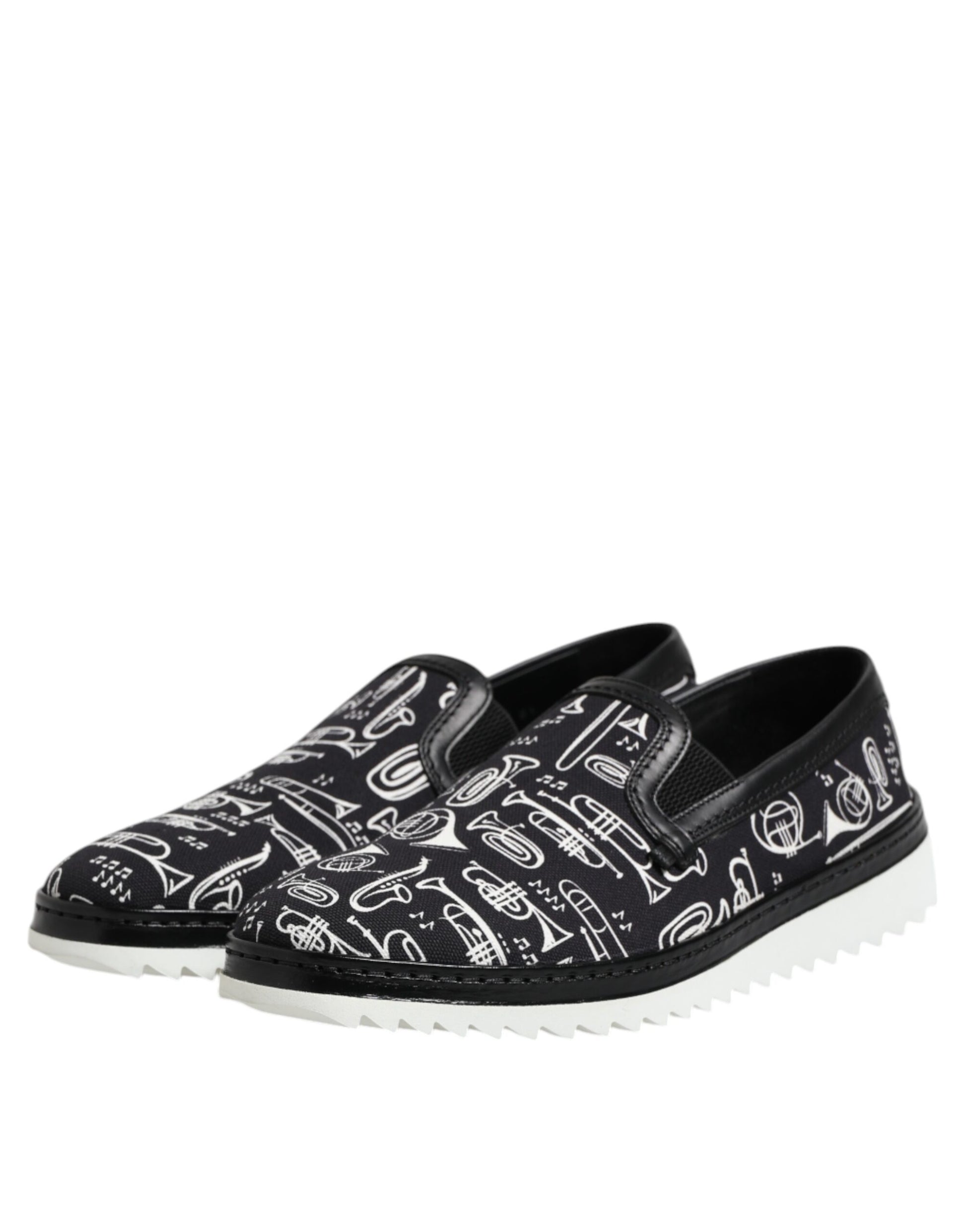 Black Slip On Printed Men Loafers Shoes