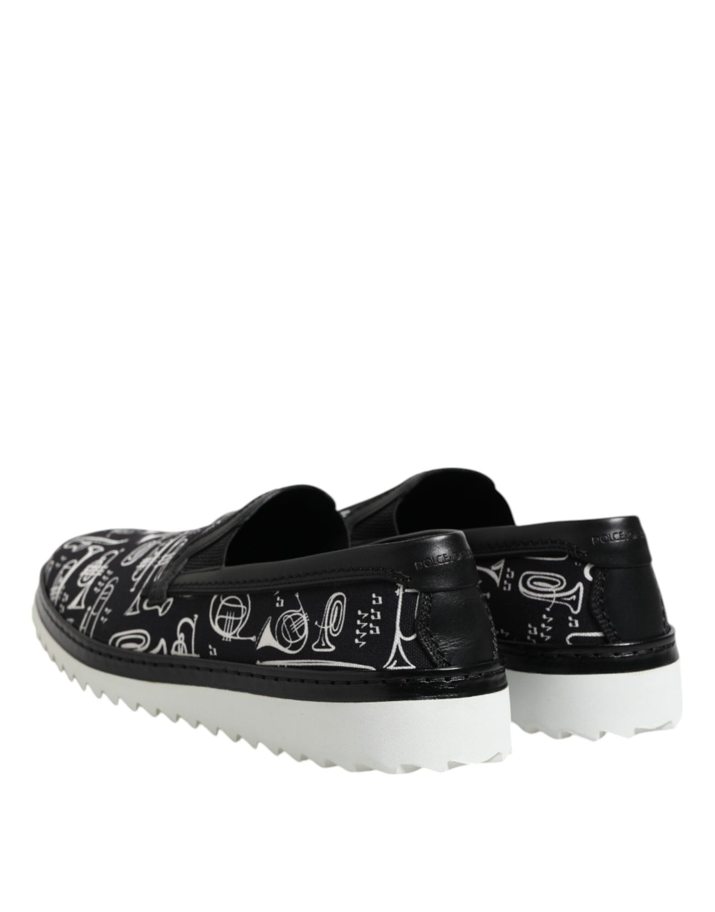 Black Slip On Printed Men Loafers Shoes