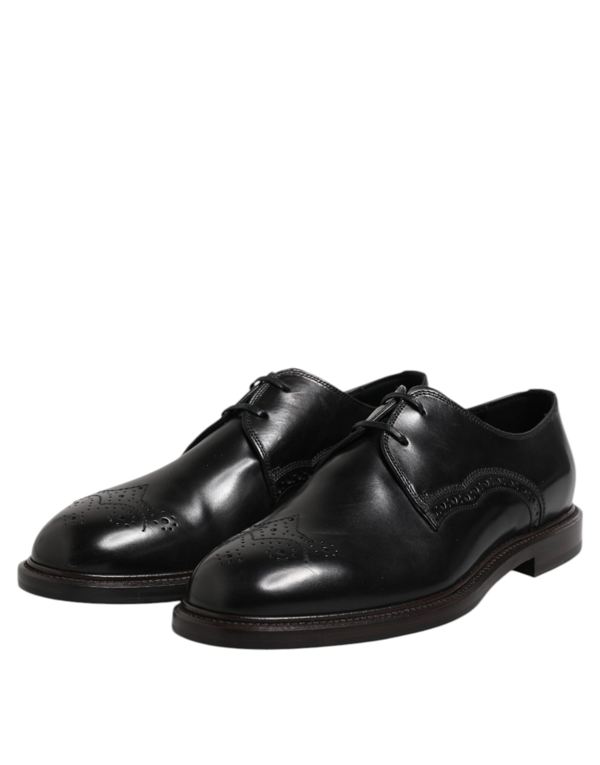 Black Leather Derby Wingtip Formal Shoes