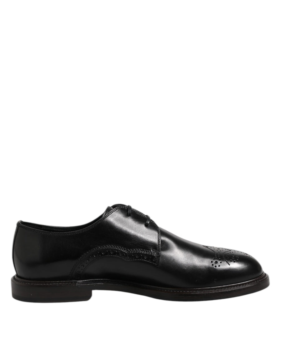 Black Leather Derby Wingtip Formal Shoes