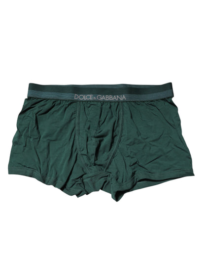 Green Cotton Regular Men Boxer Brief Underwear