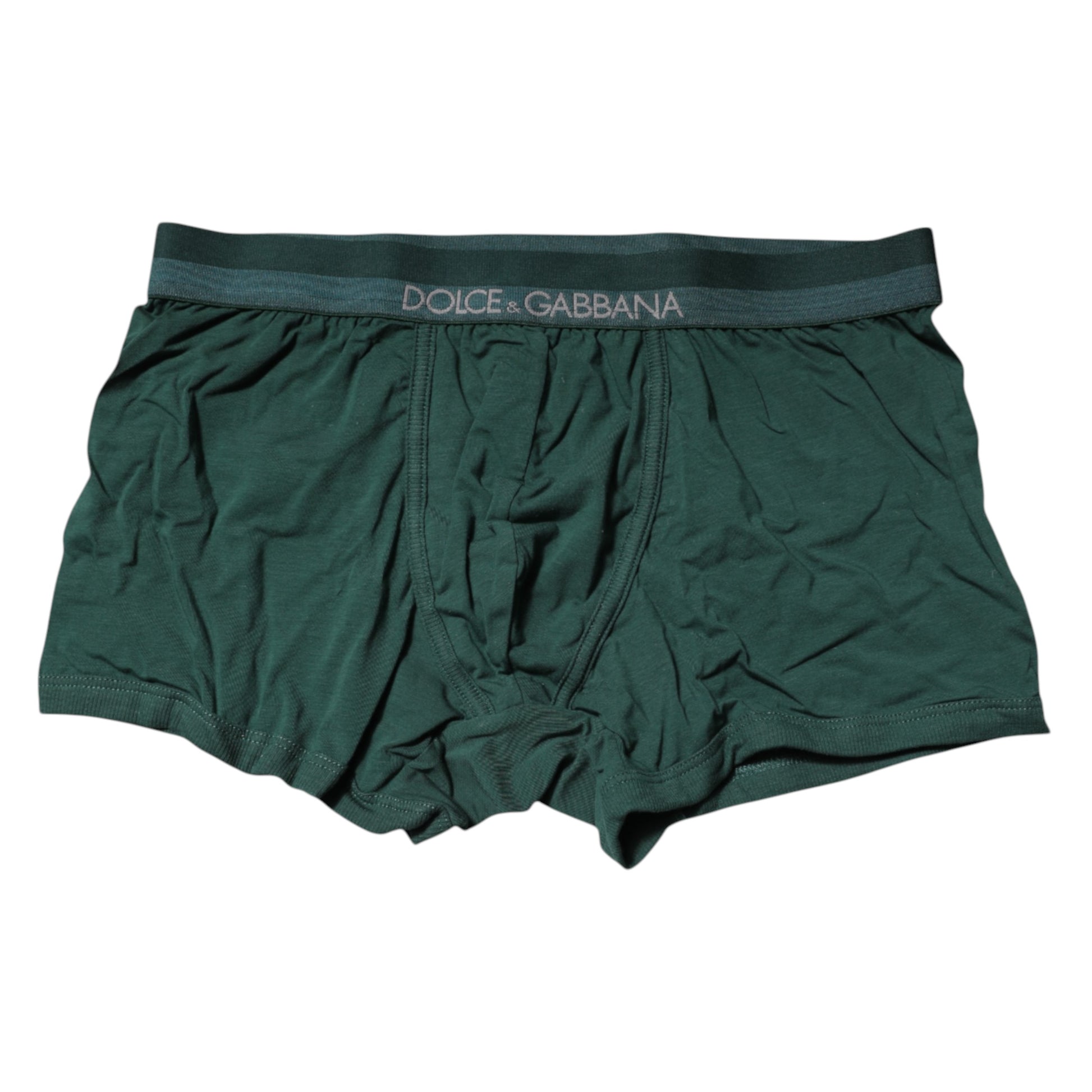 Green Cotton Regular Men Boxer Brief Underwear