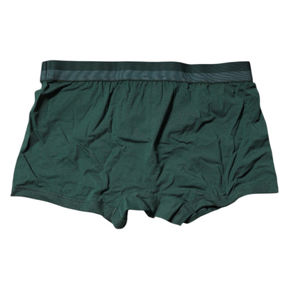 Green Cotton Regular Men Boxer Brief Underwear