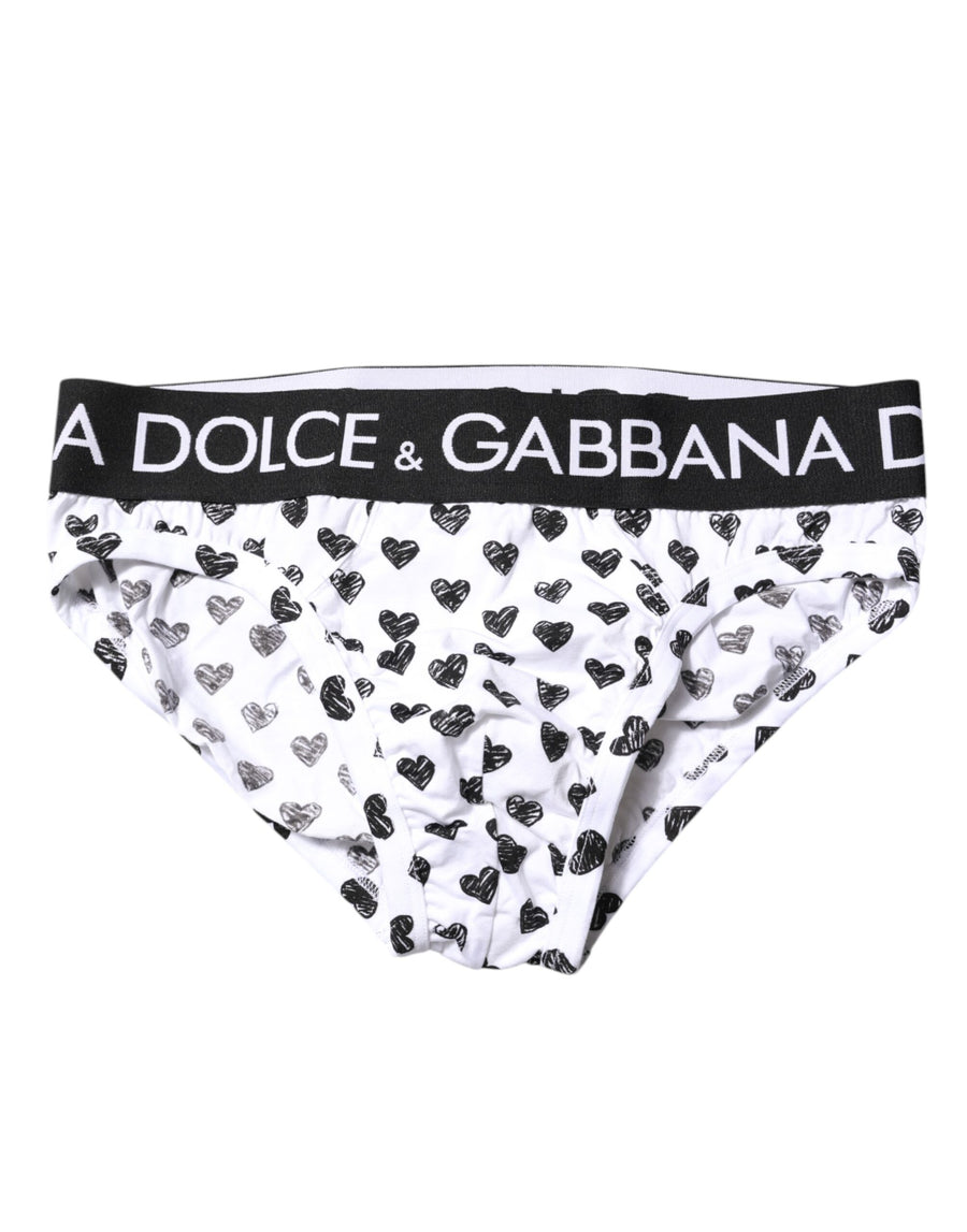 White Heart Printed Regular Brief Underwear