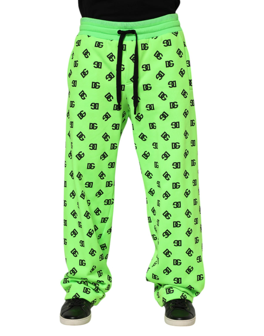 Green Logo Print Jogger Men Sweatpants Pants