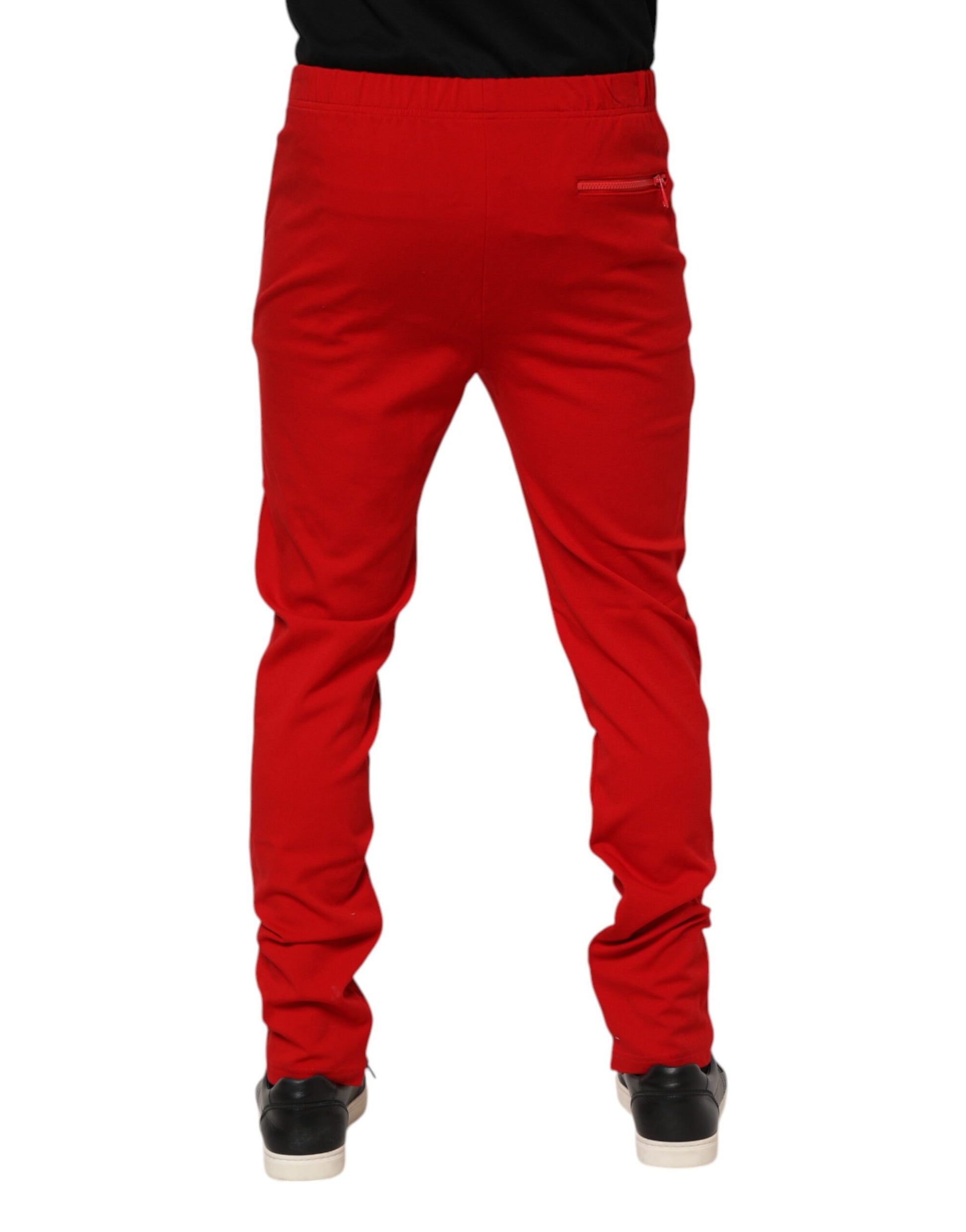 Red Viscose Logo Jogger Men Sweatpants Pants