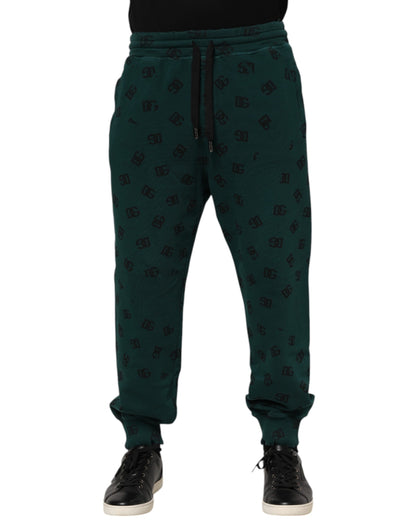 Green Logo Print Jogger Men Sweatpants Pants