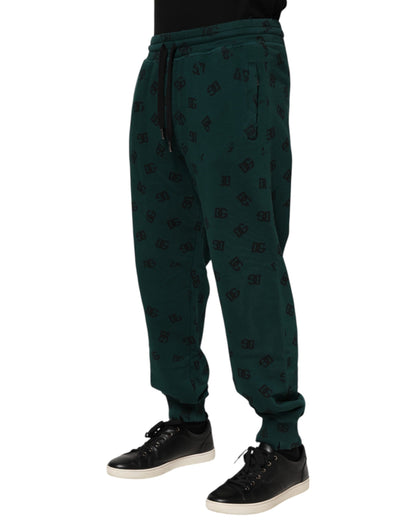 Green Logo Print Jogger Men Sweatpants Pants