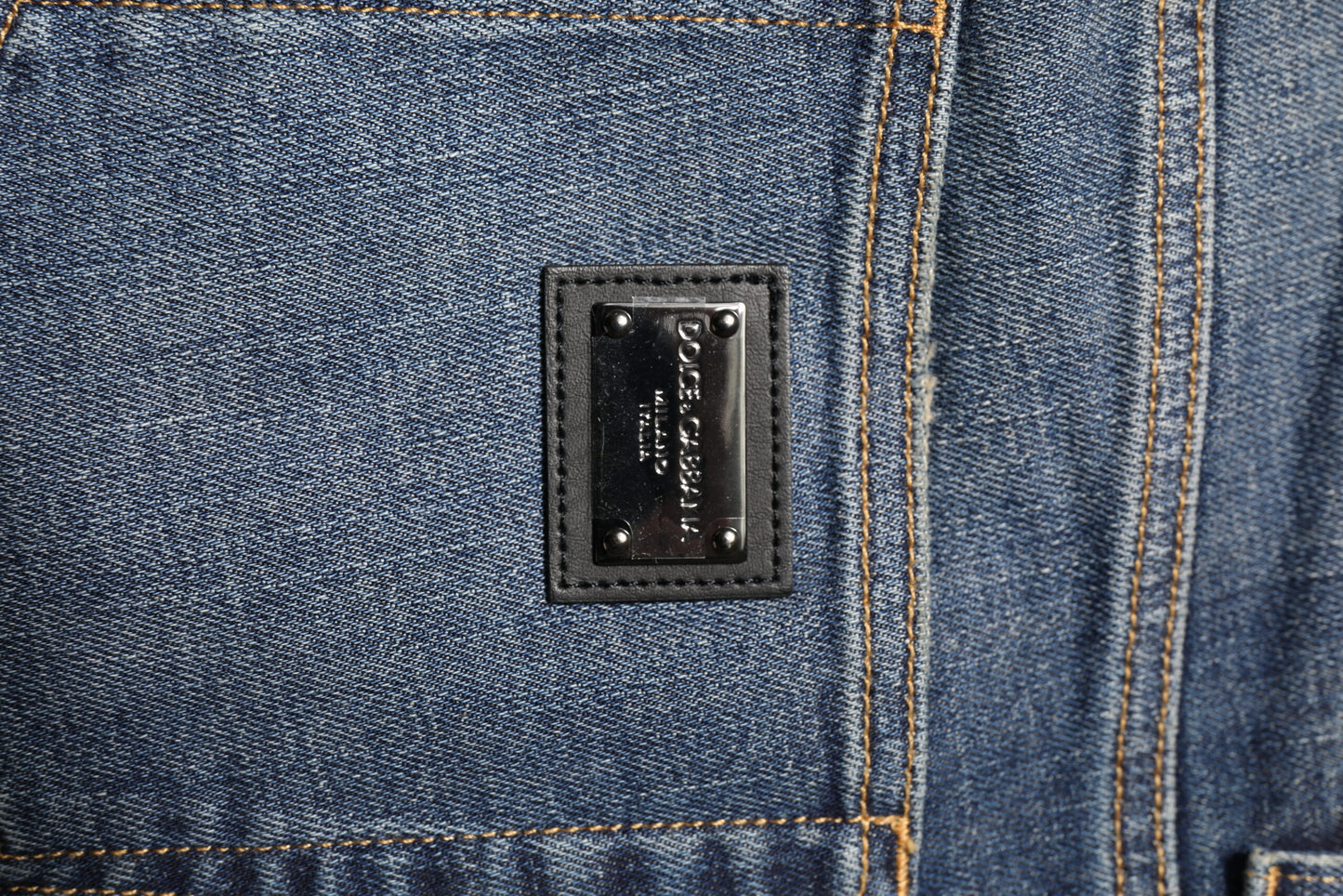 Blue Washed Skinny Logo Plaque Men Denim Jeans