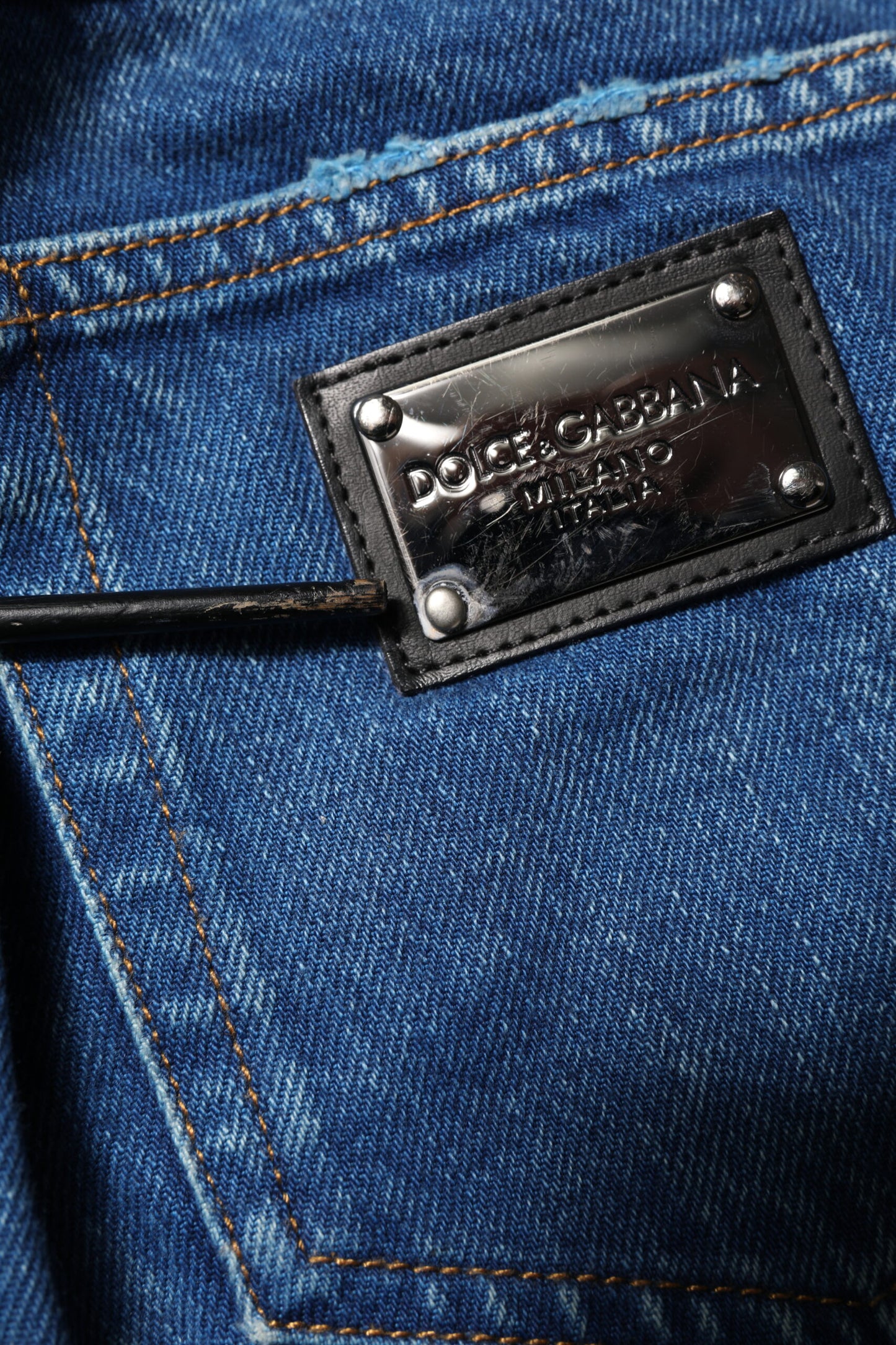 Blue Cotton Logo Plaque Denim Jeans
