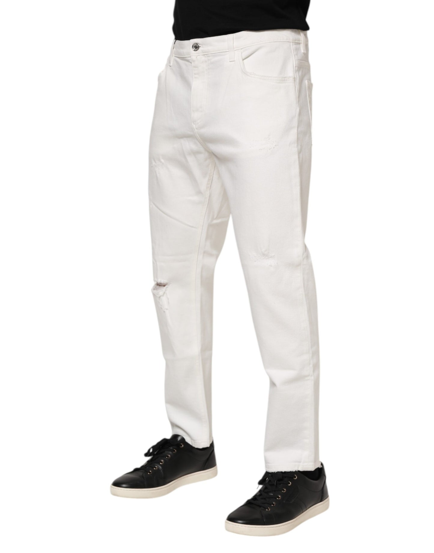 White Cotton Loose Men Denim Jeans