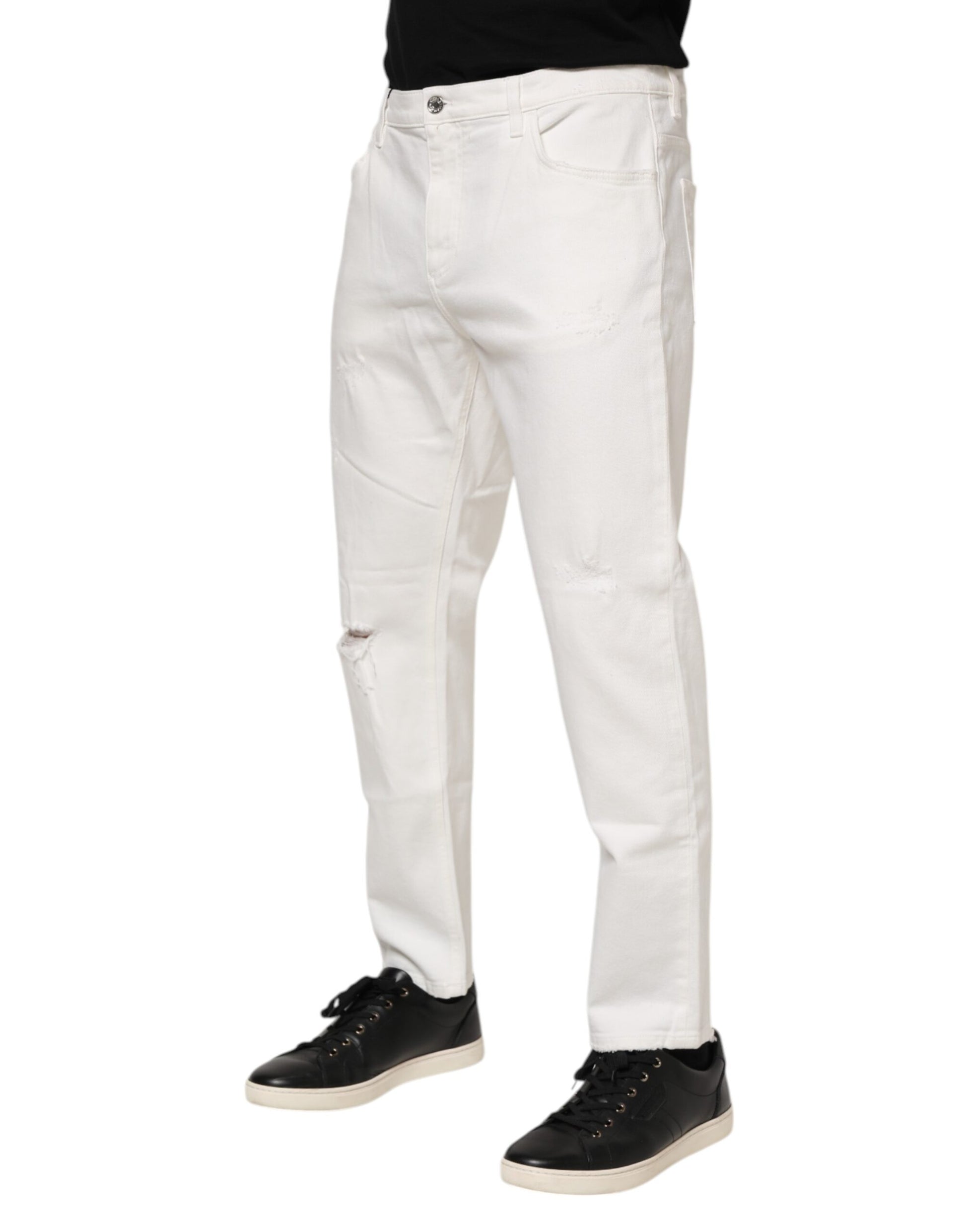 White Cotton Loose Men Denim Jeans
