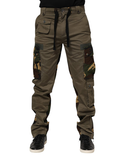 Brown Cotton Camouflage Cargo Pants