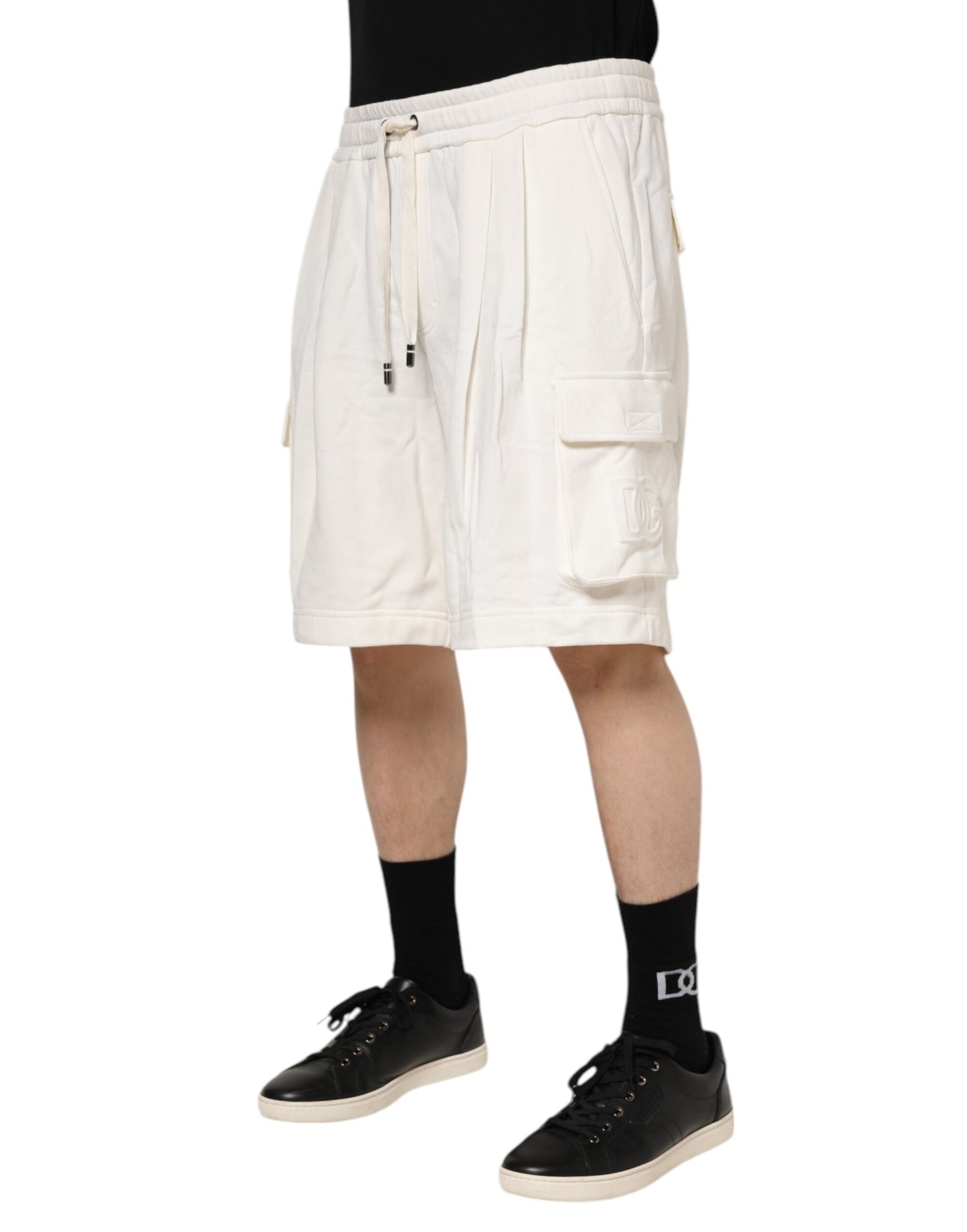 White Cotton Cargo Bermuda Sweatshorts Shorts