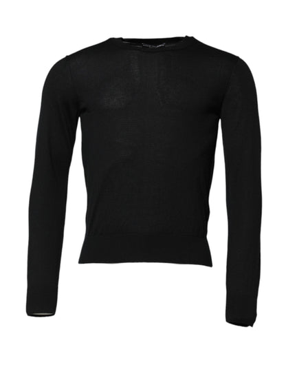 Black Cashmere Crew Neck Long Sleeves T-shirt