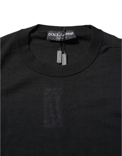 Black Cashmere Crew Neck Long Sleeves T-shirt