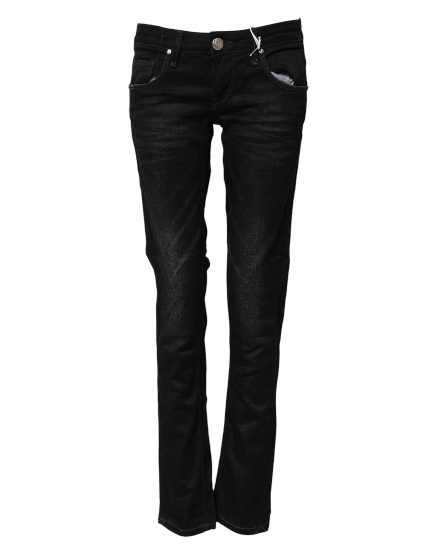 Black Cotton Slim Fit Denim Low Waist Denim Jeans