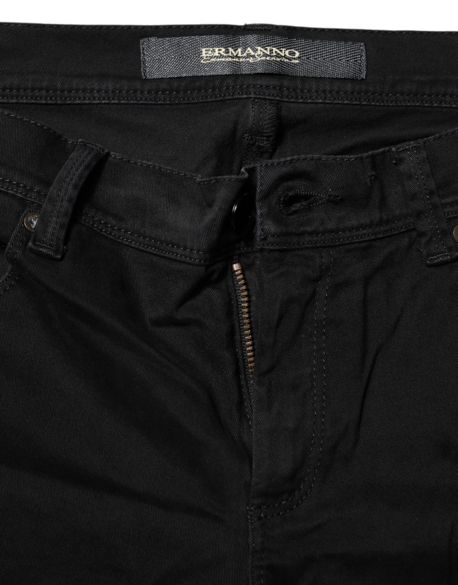 Black Cotton Stretch Flared Bootcut Denim Jeans